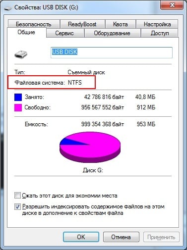 Окно свойств USB Disk