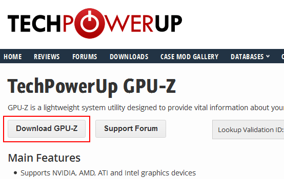 Сайт загрузки GPU-Z