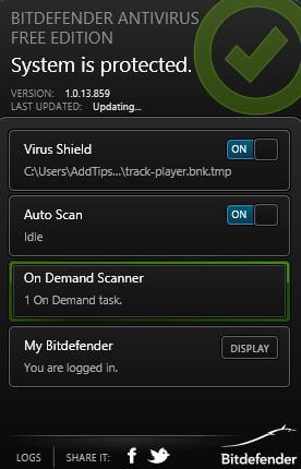 Приложение Bitdefender Antivirus Free Edition