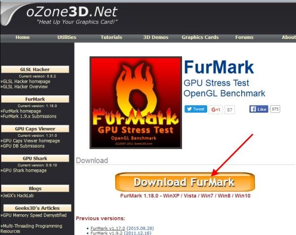 Кнопка Download Furmark