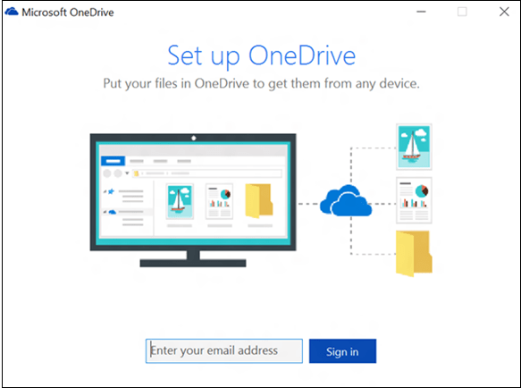Окно настройки OneDrive