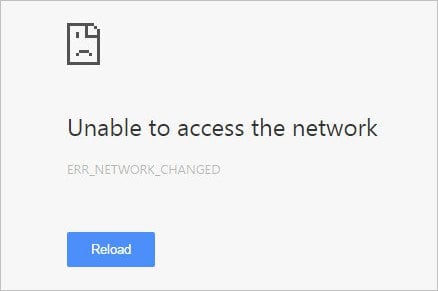 Ошибка Unable to access the network