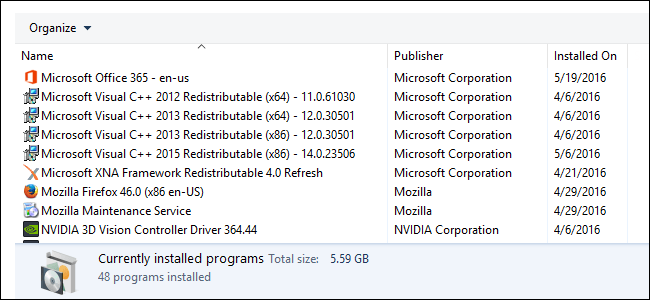 Компоненты Windows Microsoft Visual