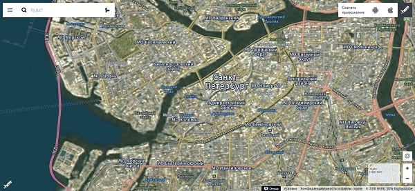 Санкт-Петербурга на карте "Here"