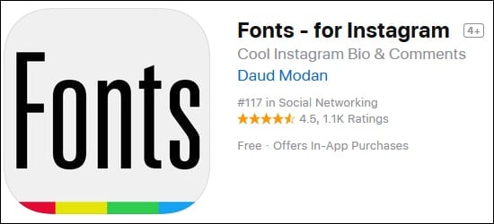 Приложение Fonts - for Instagram