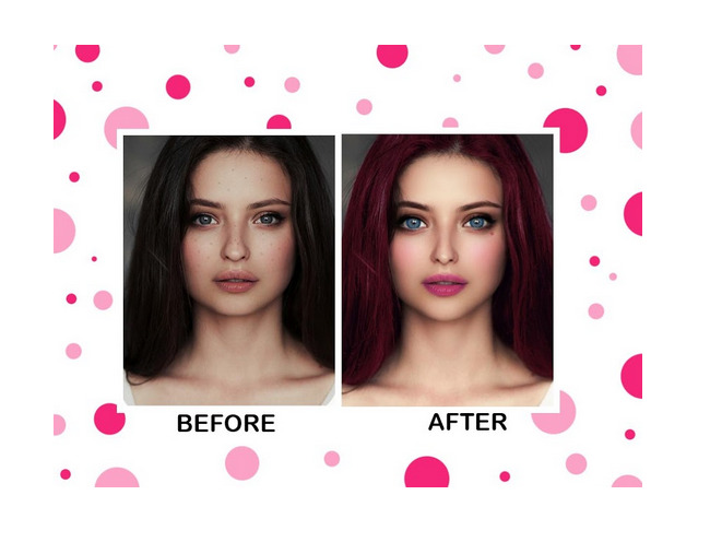 Пример изменения цвета в Face Makeup Camera