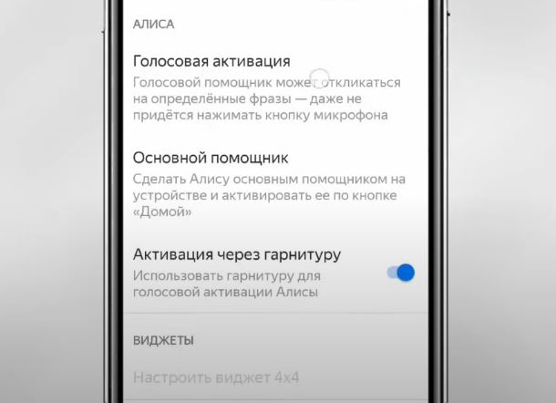 Раздел Алиса в настройках Яндекса