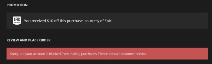 Запрет на использование магазина Epic Games