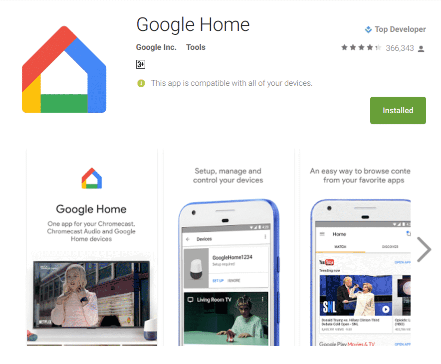 Скачивание программы Google Home через Google Play